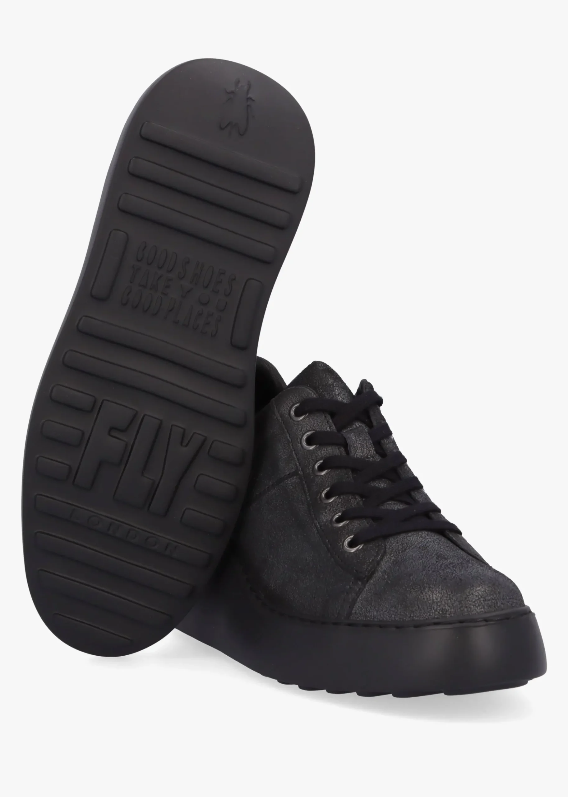 Delf II Black Leather Wedge Trainers
