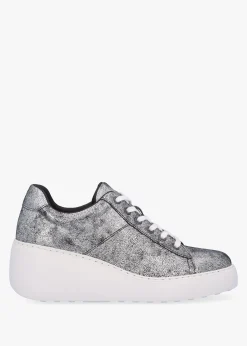 Delf II Silver Leather Wedge Trainers