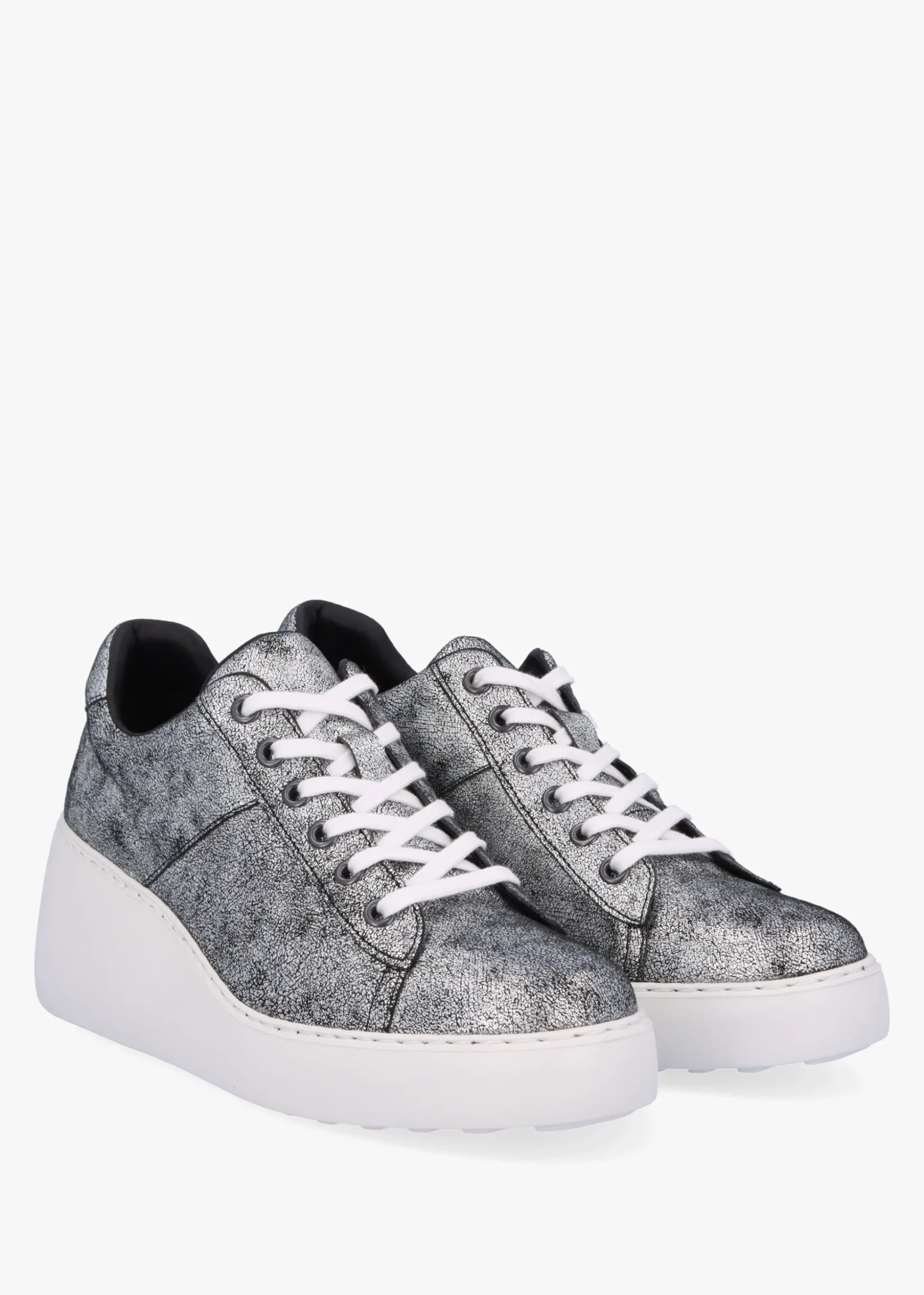 Delf II Silver Leather Wedge Trainers