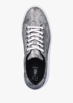 Delf II Silver Leather Wedge Trainers