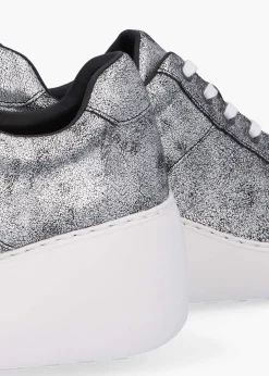 Delf II Silver Leather Wedge Trainers
