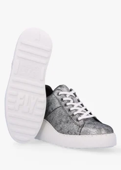 Delf II Silver Leather Wedge Trainers
