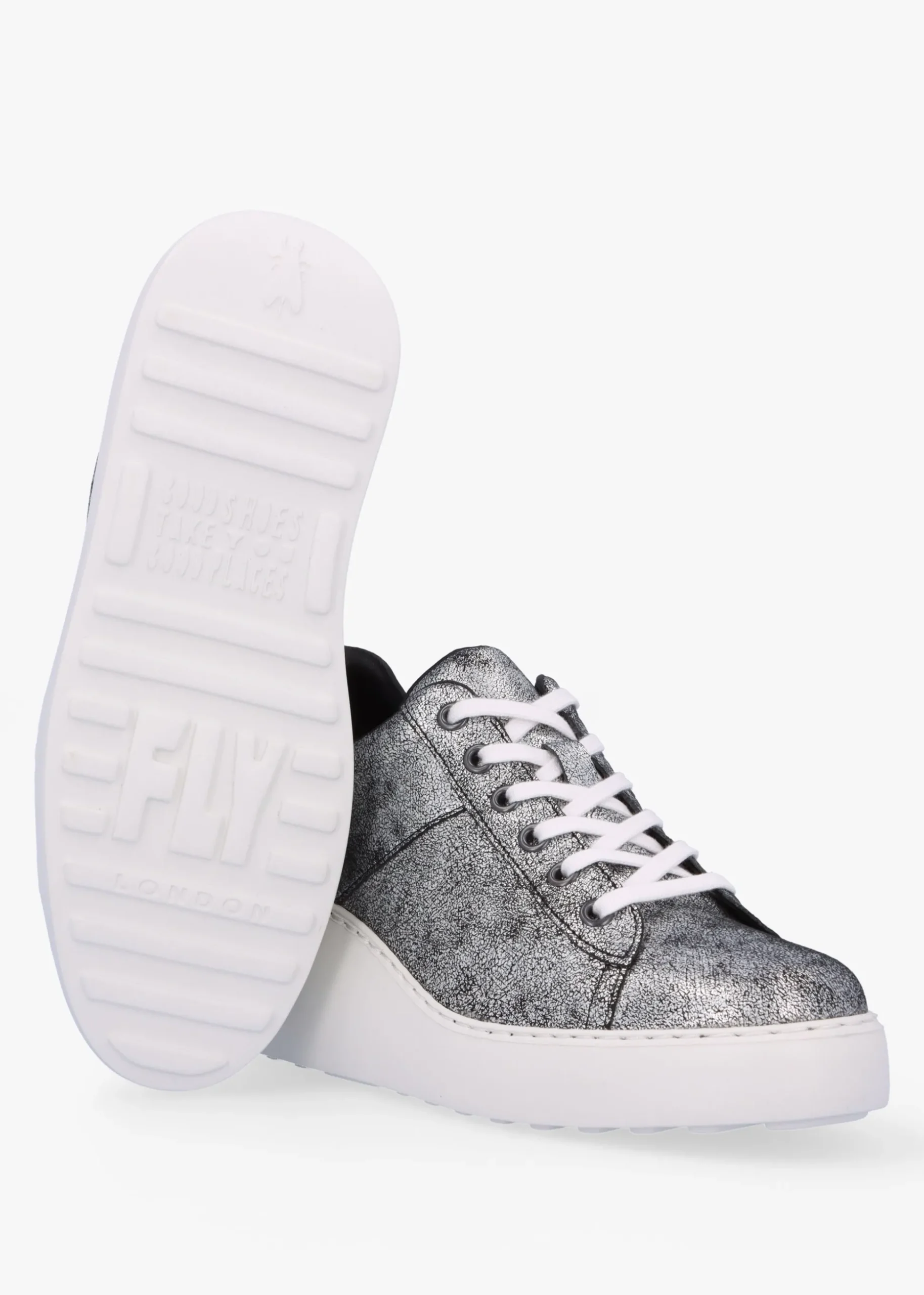 Delf II Silver Leather Wedge Trainers