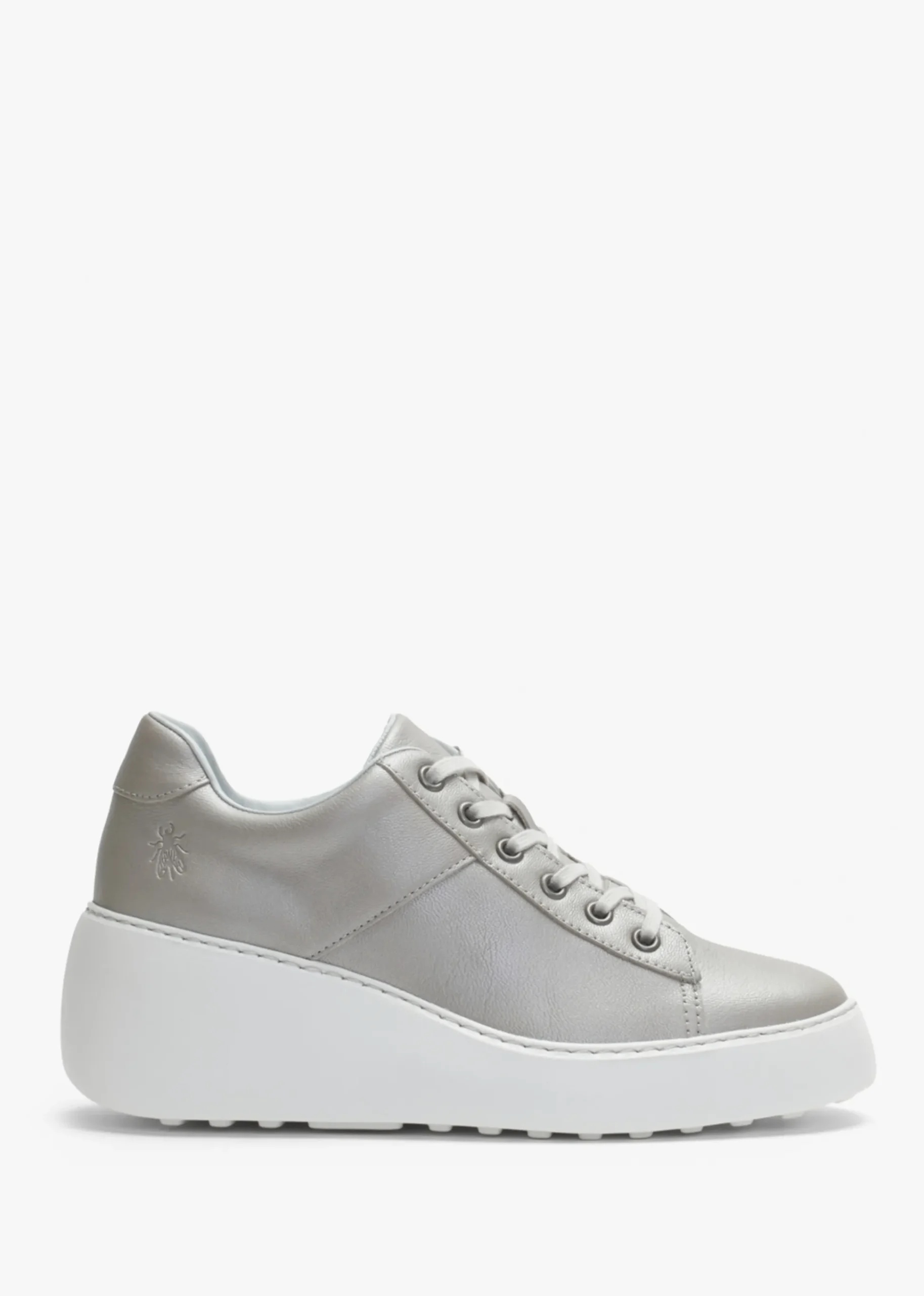 Delf Silver Leather Wedge Trainers