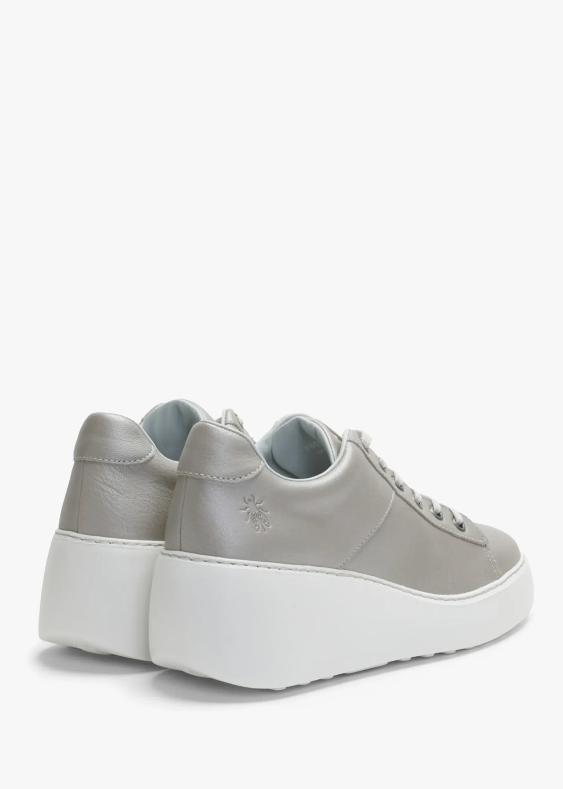 Delf Silver Leather Wedge Trainers