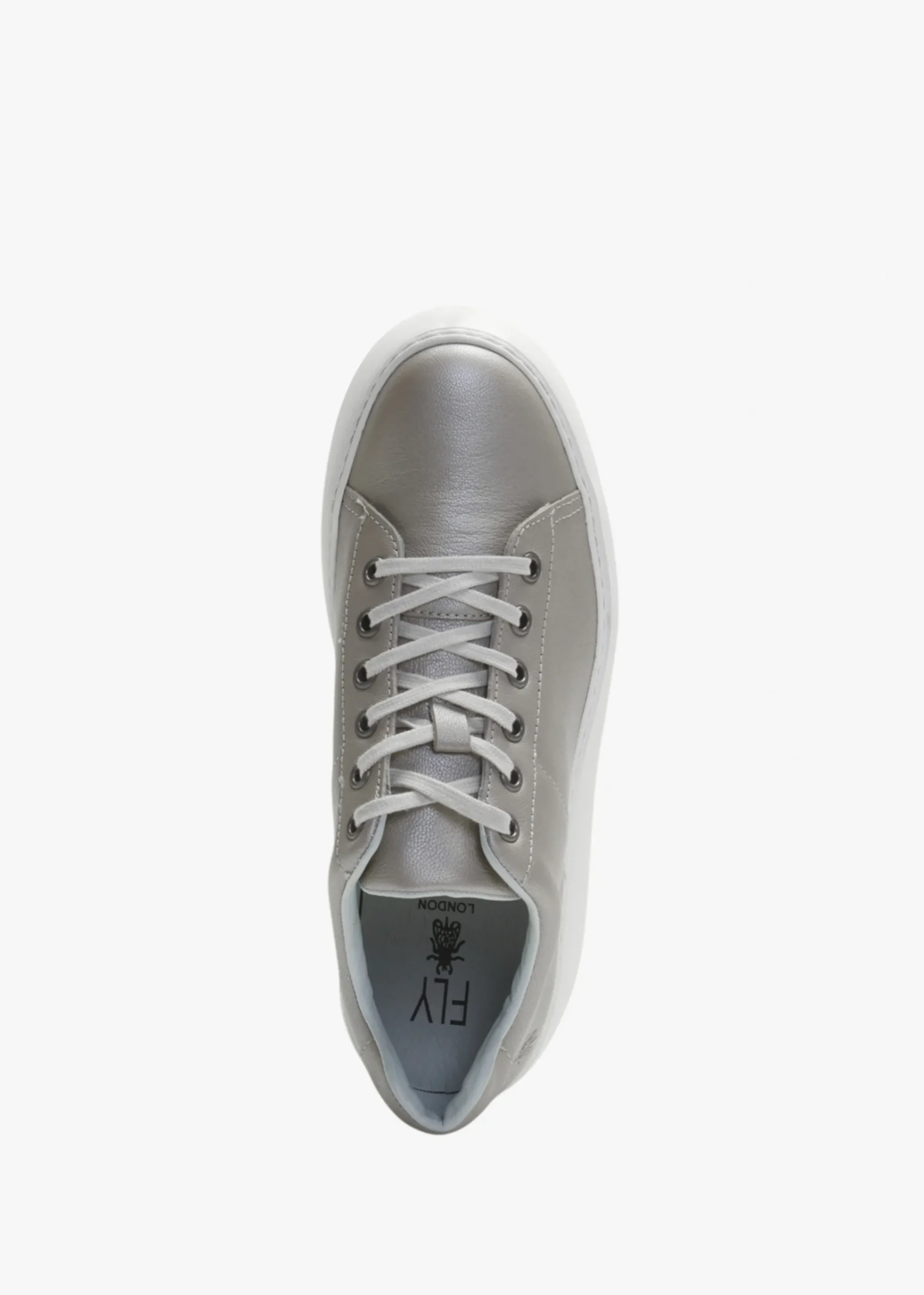 Delf Silver Leather Wedge Trainers