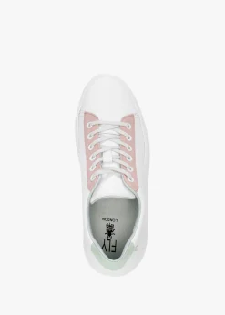Delf White Nude Mint Leather Wedge Trainers