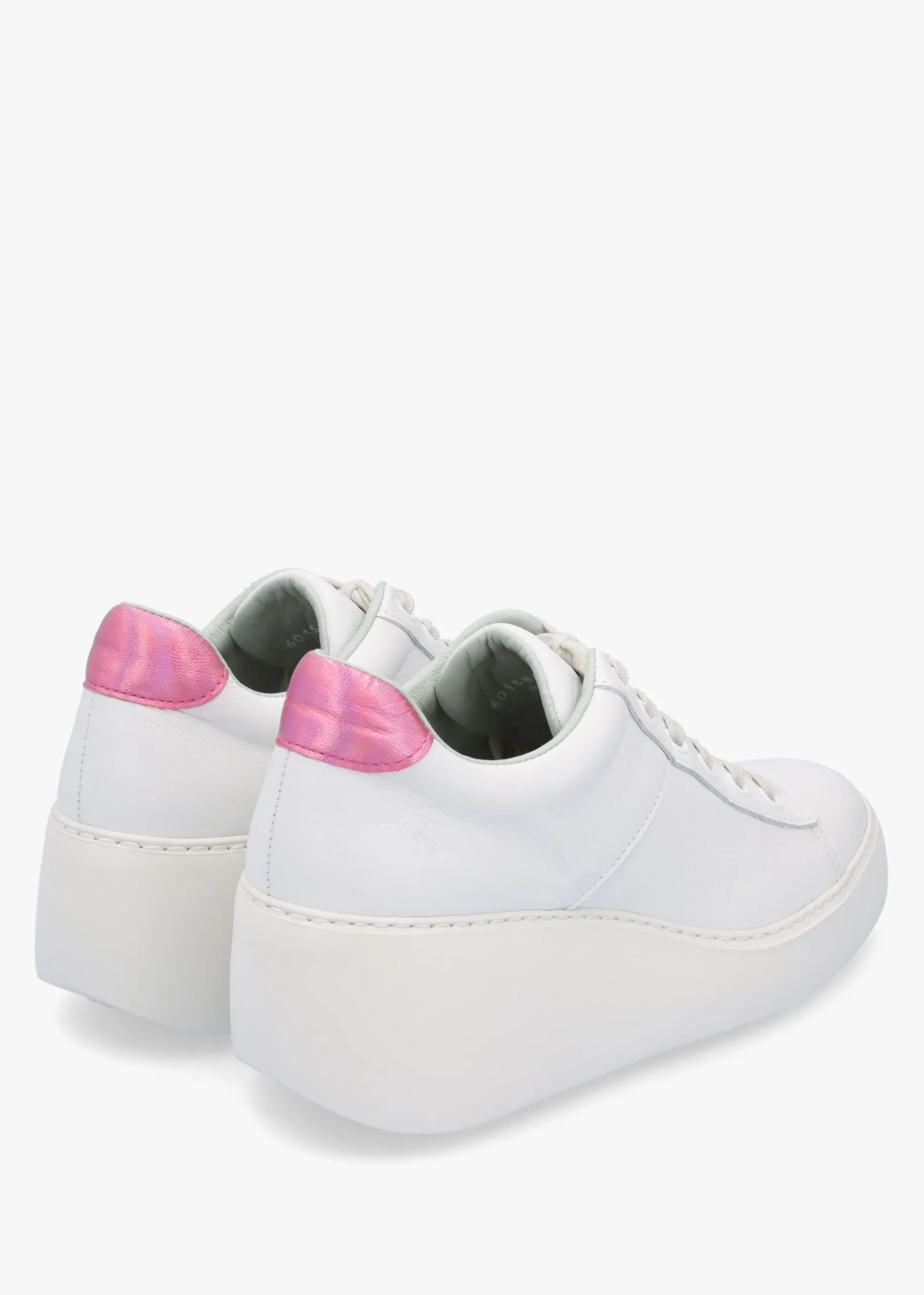 Delf White Pink Leather Wedge Trainers