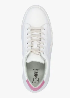 Delf White Pink Leather Wedge Trainers