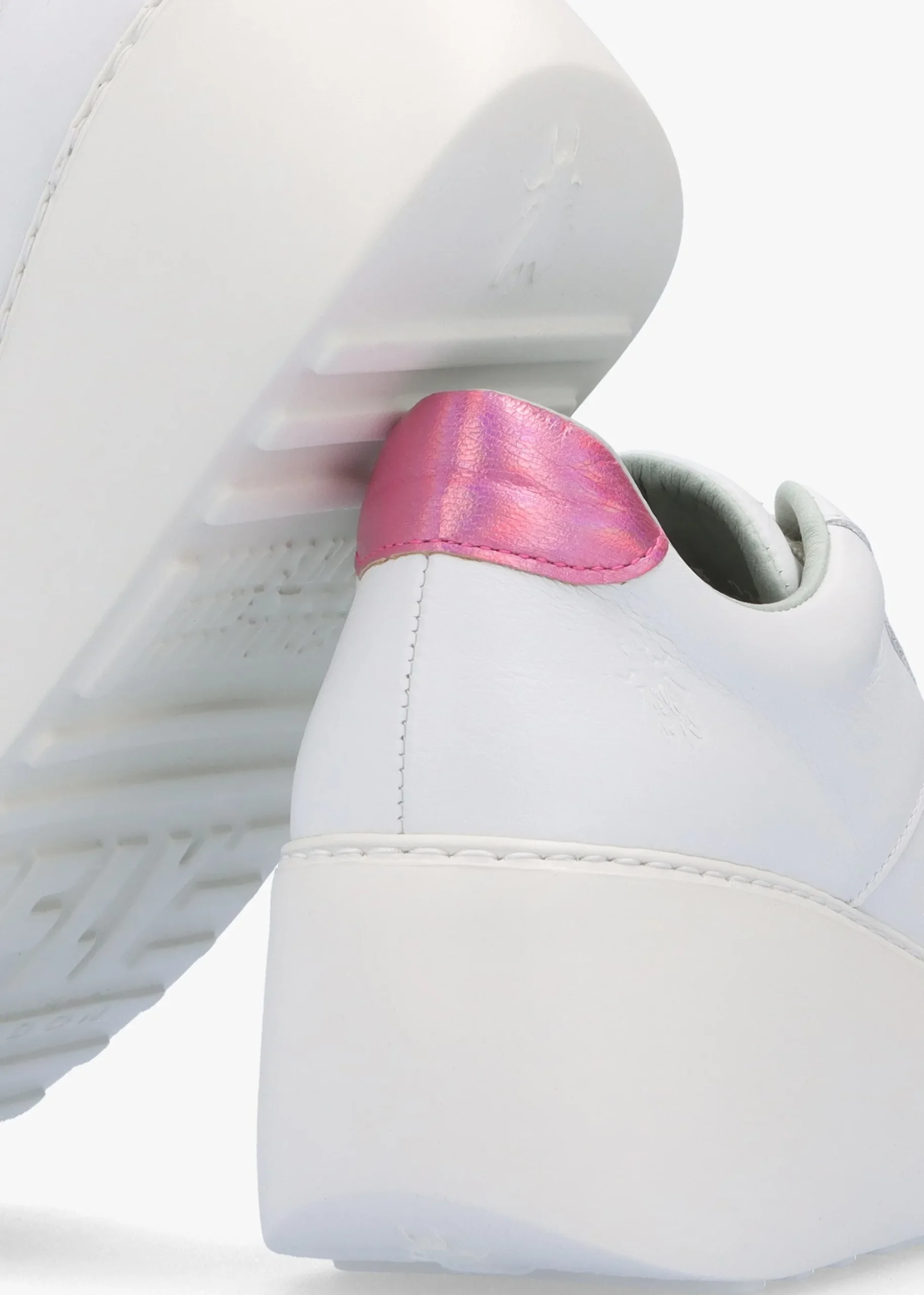 Delf White Pink Leather Wedge Trainers