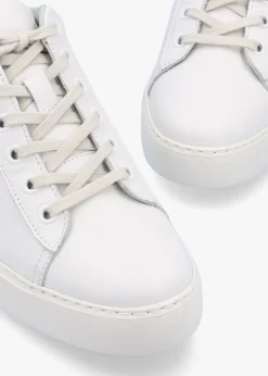 Delf White Pink Leather Wedge Trainers