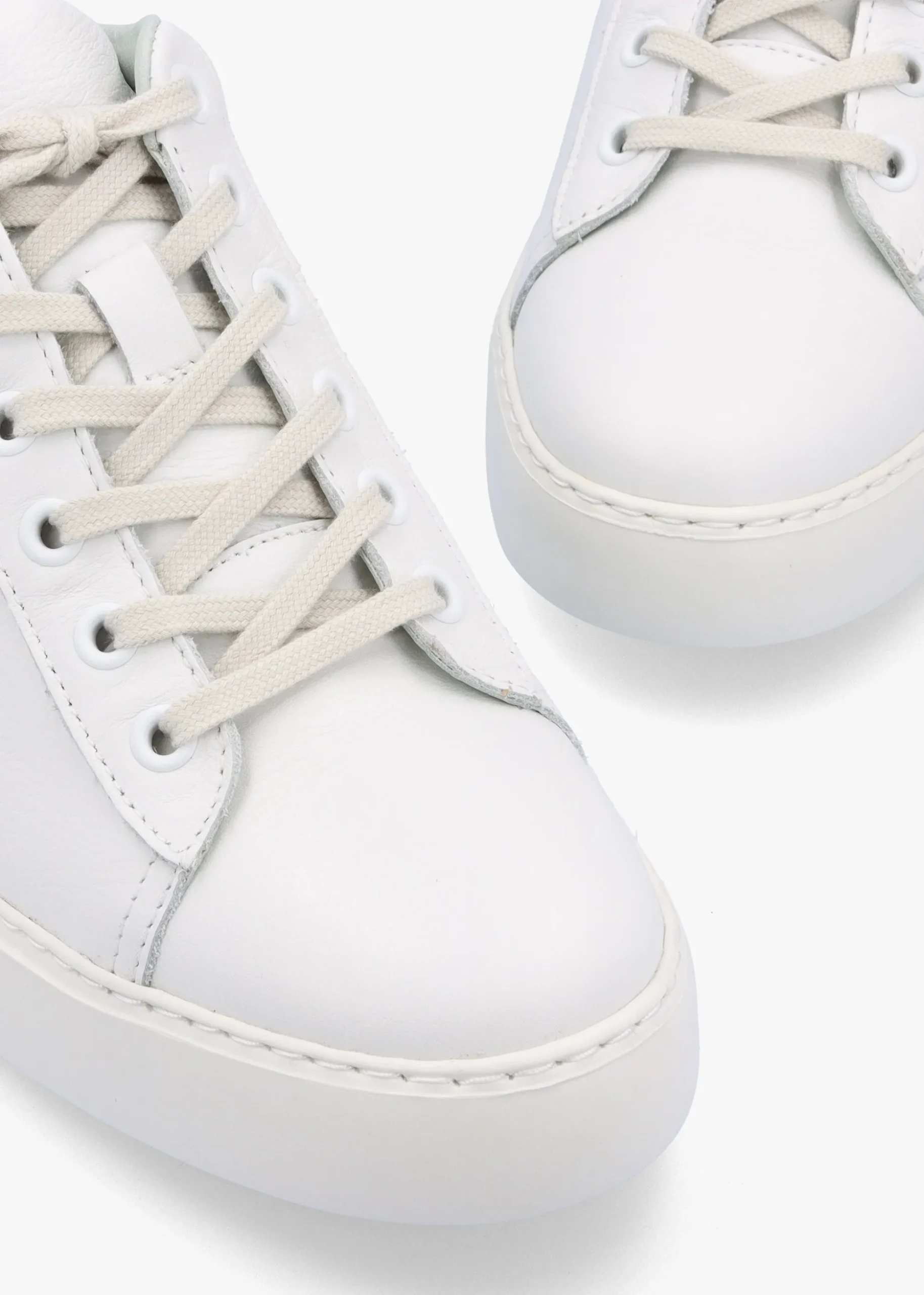 Delf White Pink Leather Wedge Trainers