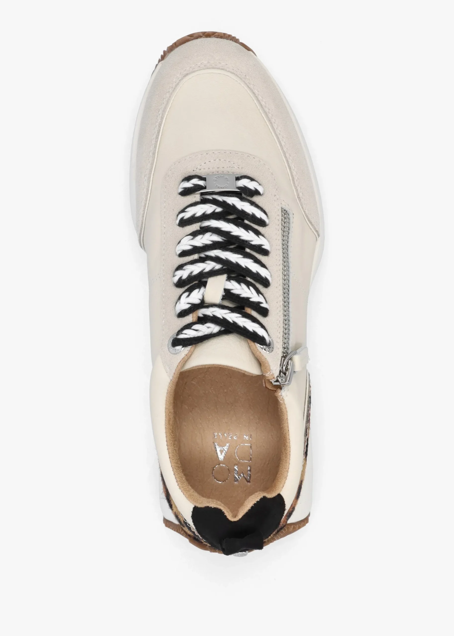 Delphinea White Leopard Pony Hair Leather & Suede Trainers
