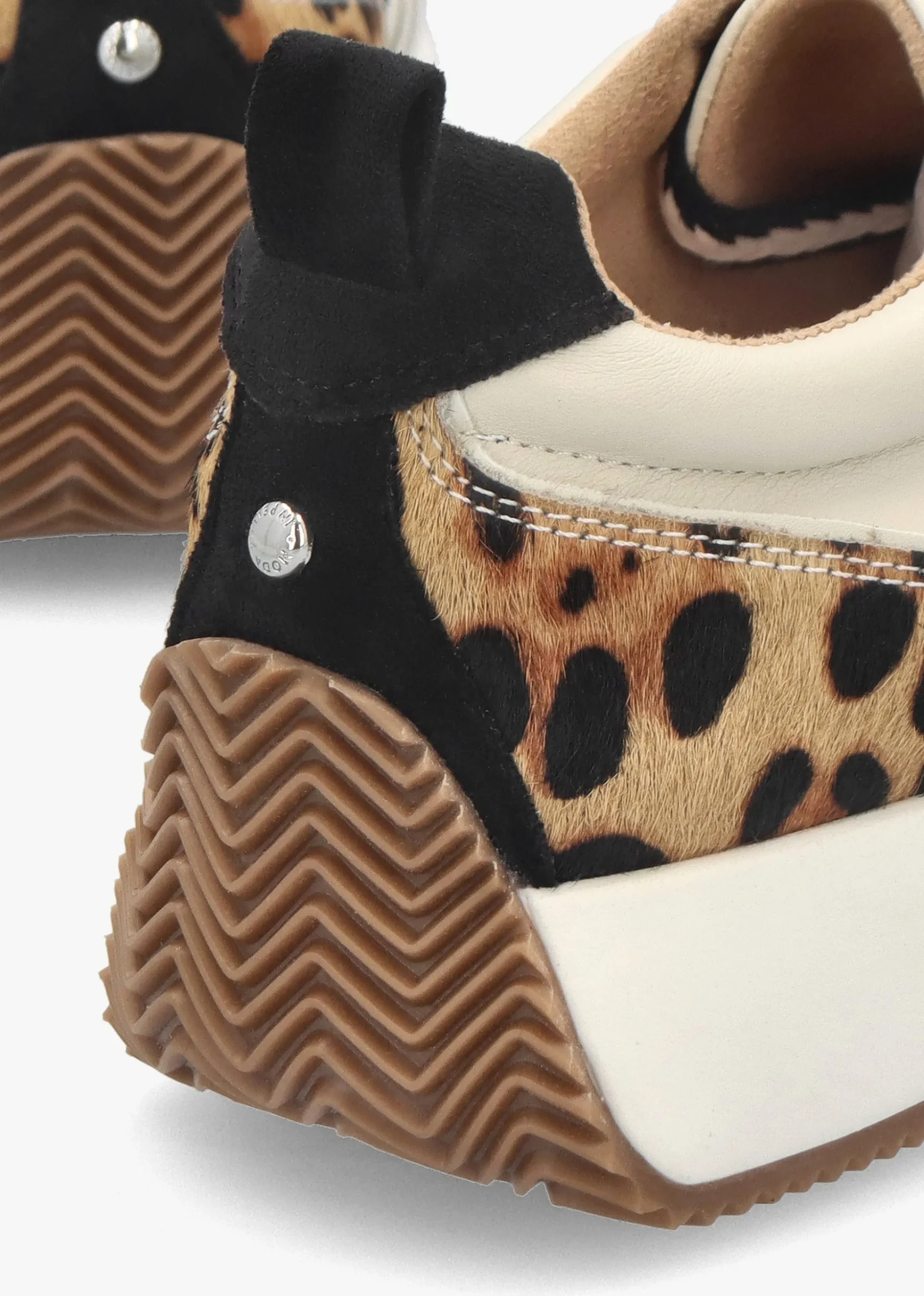 Delphinea White Leopard Pony Hair Leather & Suede Trainers