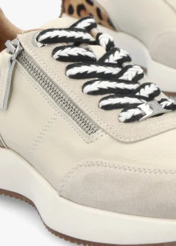 Delphinea White Leopard Pony Hair Leather & Suede Trainers