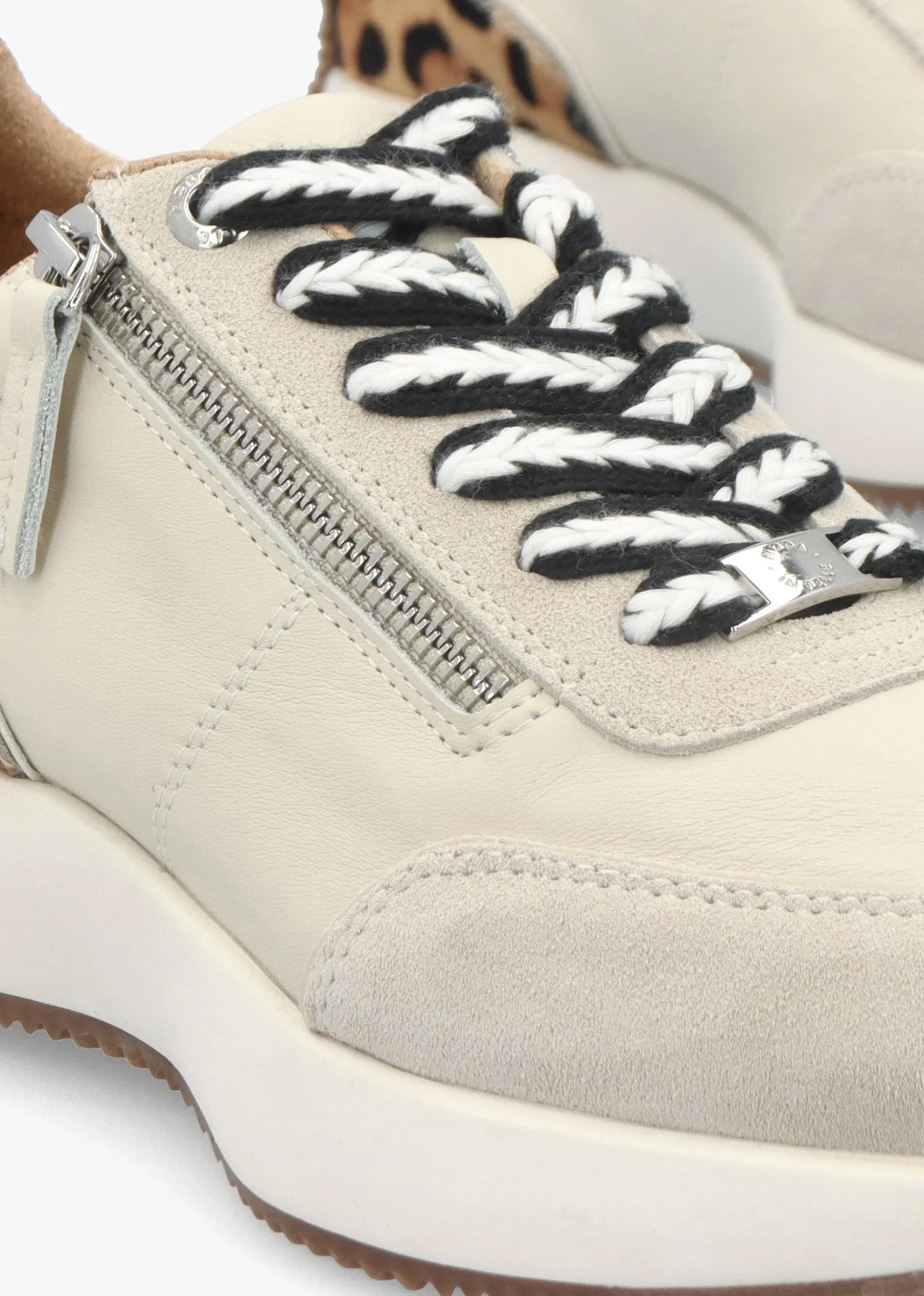 Delphinea White Leopard Pony Hair Leather & Suede Trainers