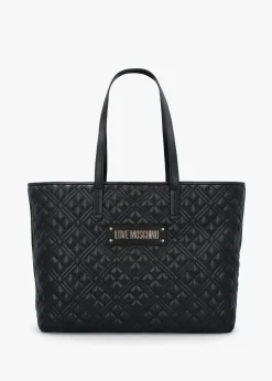 Diamond Quilt Black Tote Bag