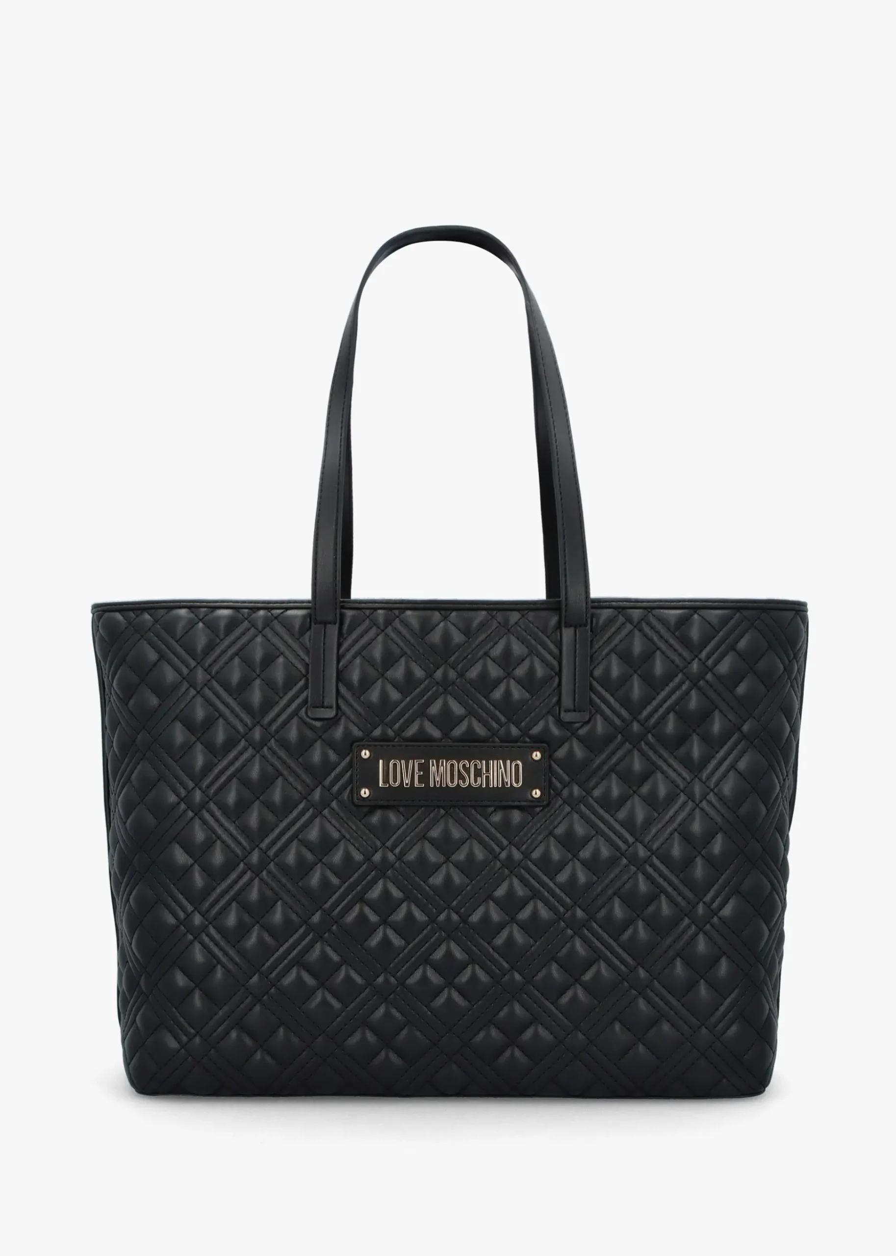 Diamond Quilt Black Tote Bag