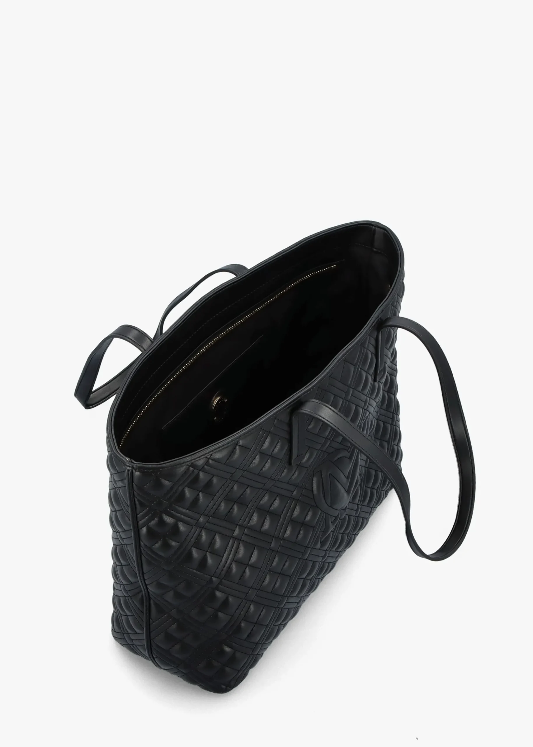 Diamond Quilt Black Tote Bag