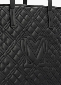 Diamond Quilt Black Tote Bag