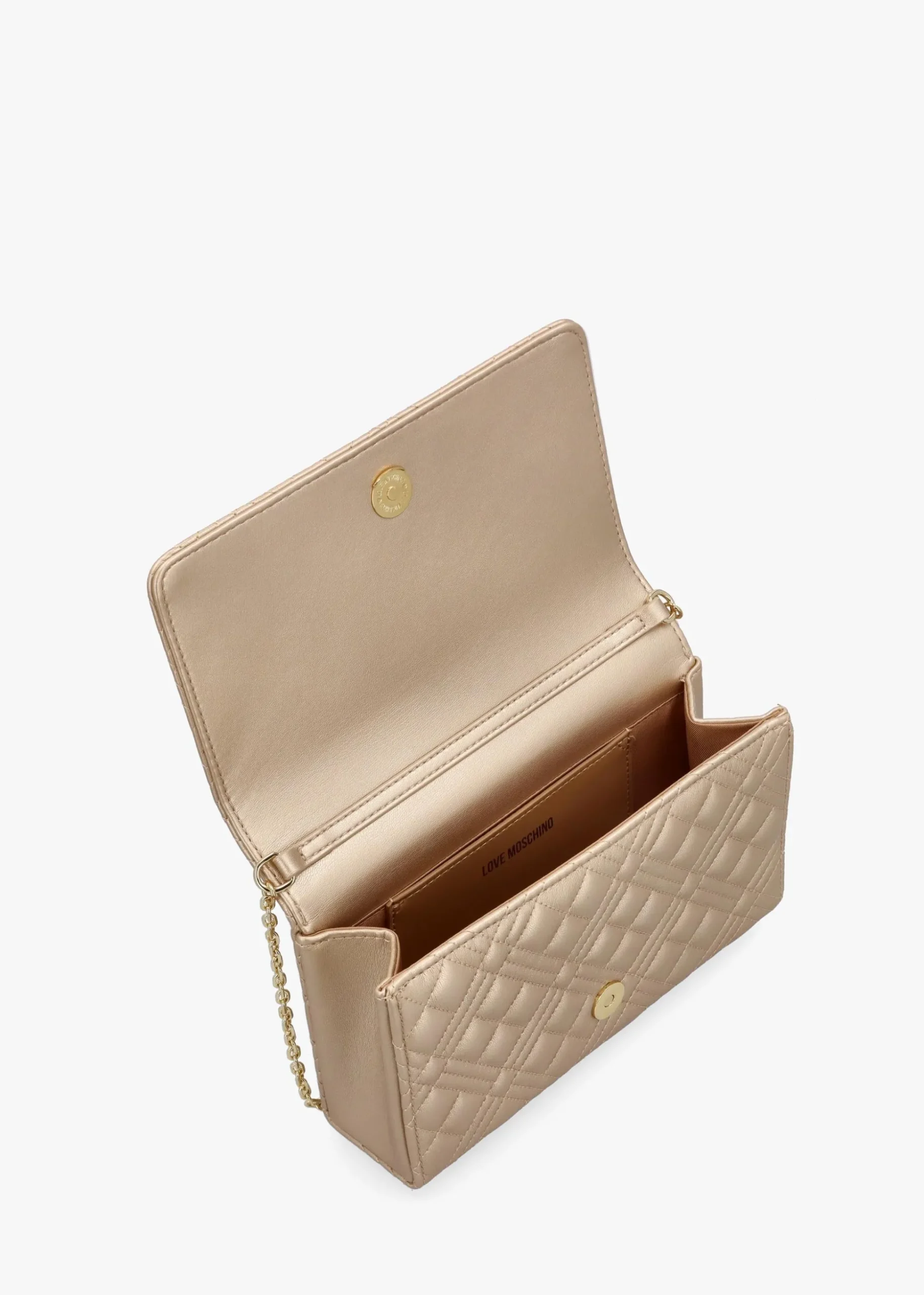 Diamond Quilt Flapover Gold Cross-Body Bag