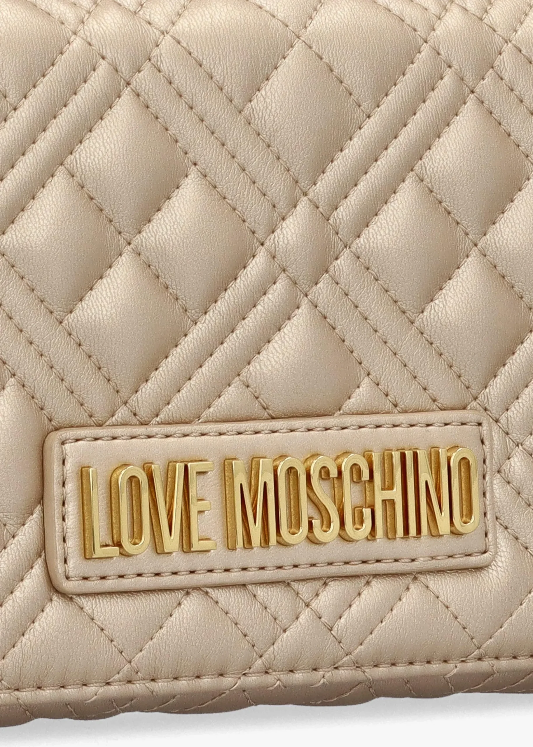 Diamond Quilt Flapover Gold Cross-Body Bag
