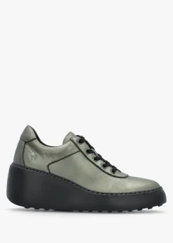 Dipo Graphite Leather Wedge Trainers