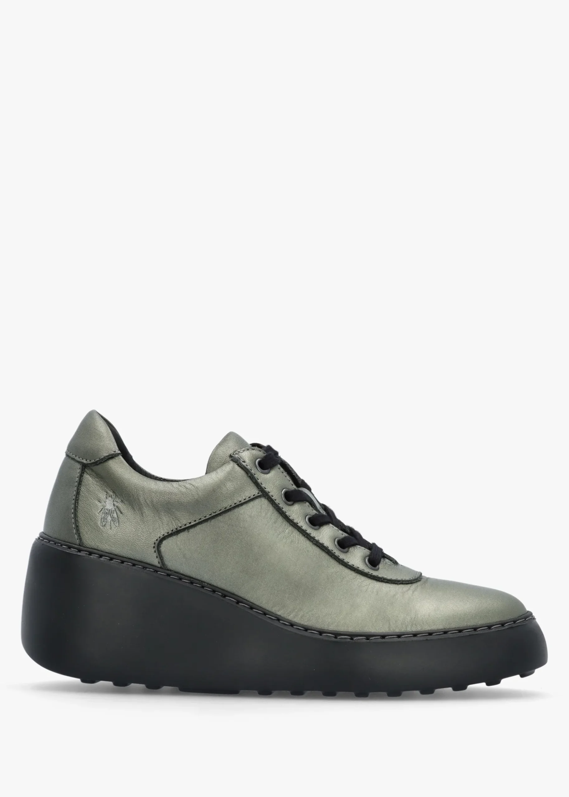 Dipo Graphite Leather Wedge Trainers