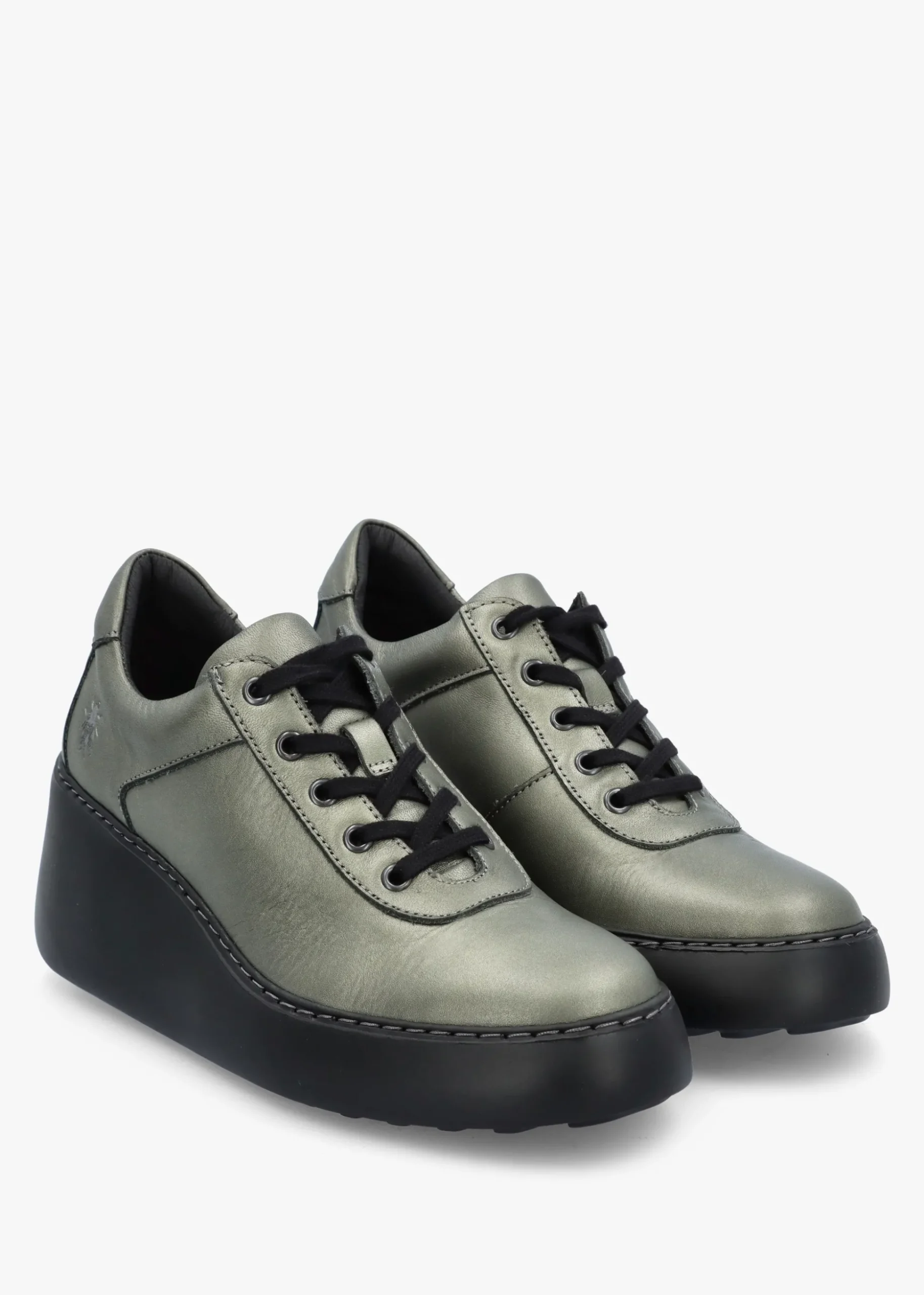 Dipo Graphite Leather Wedge Trainers
