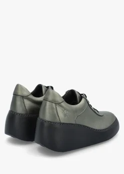 Dipo Graphite Leather Wedge Trainers