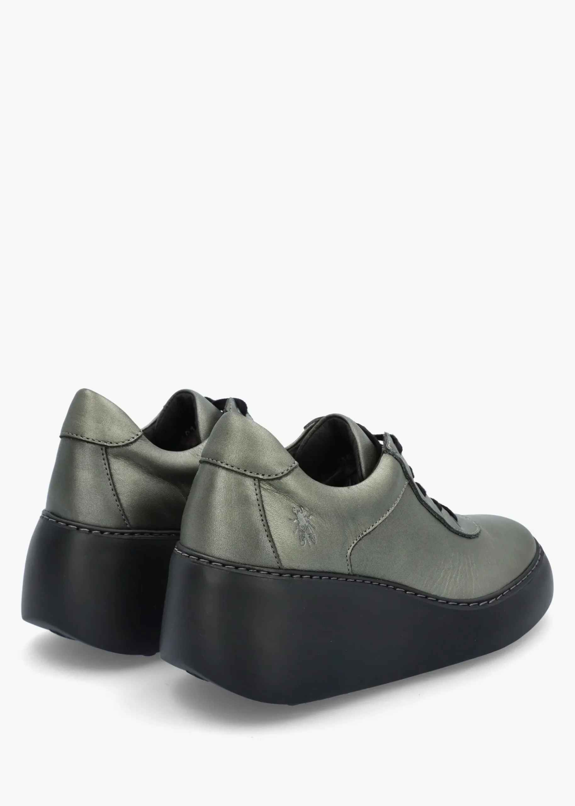 Dipo Graphite Leather Wedge Trainers
