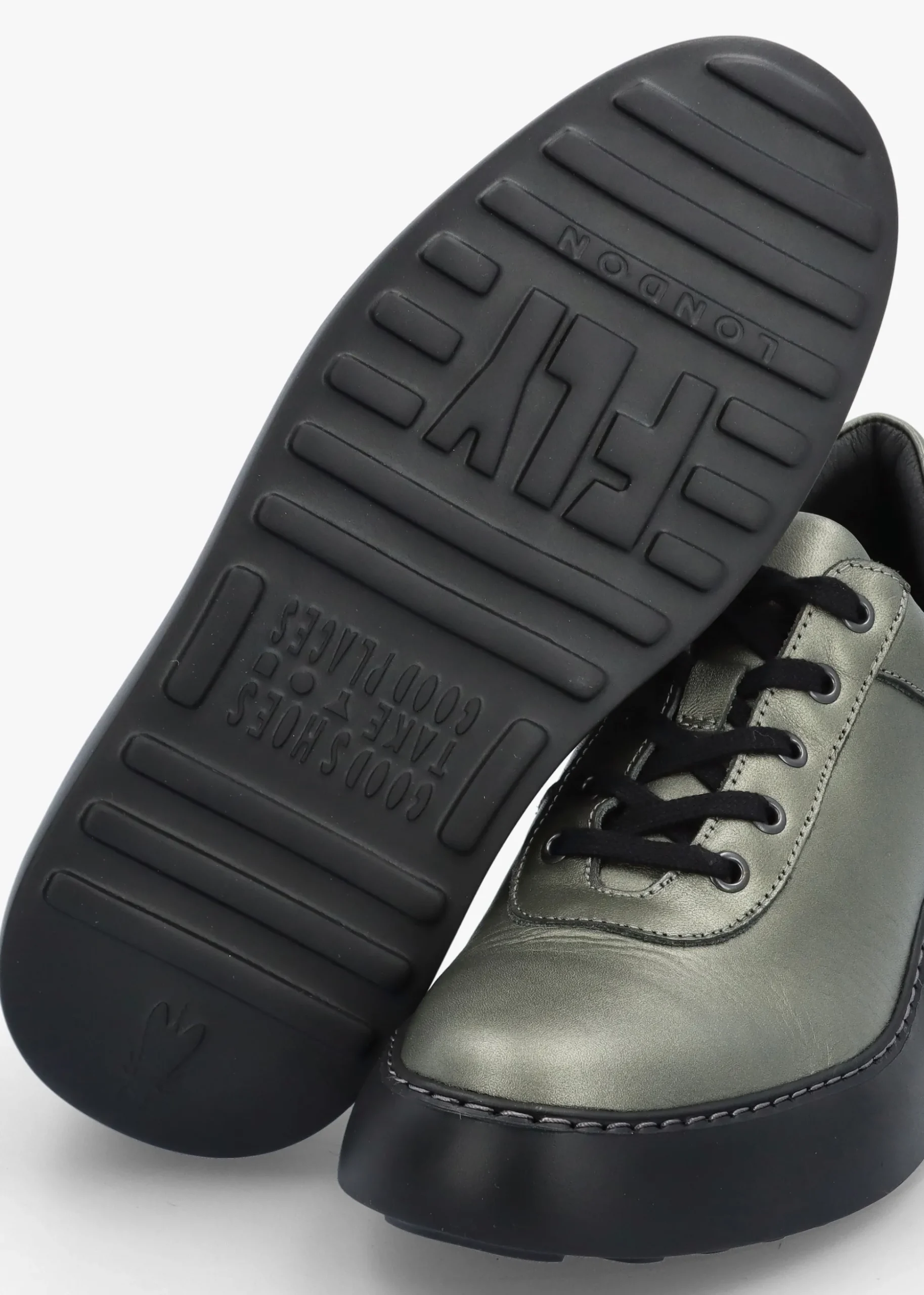 Dipo Graphite Leather Wedge Trainers