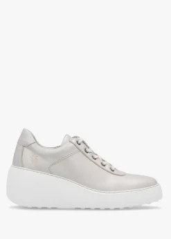 Dipo Silver Leather Wedge Trainers