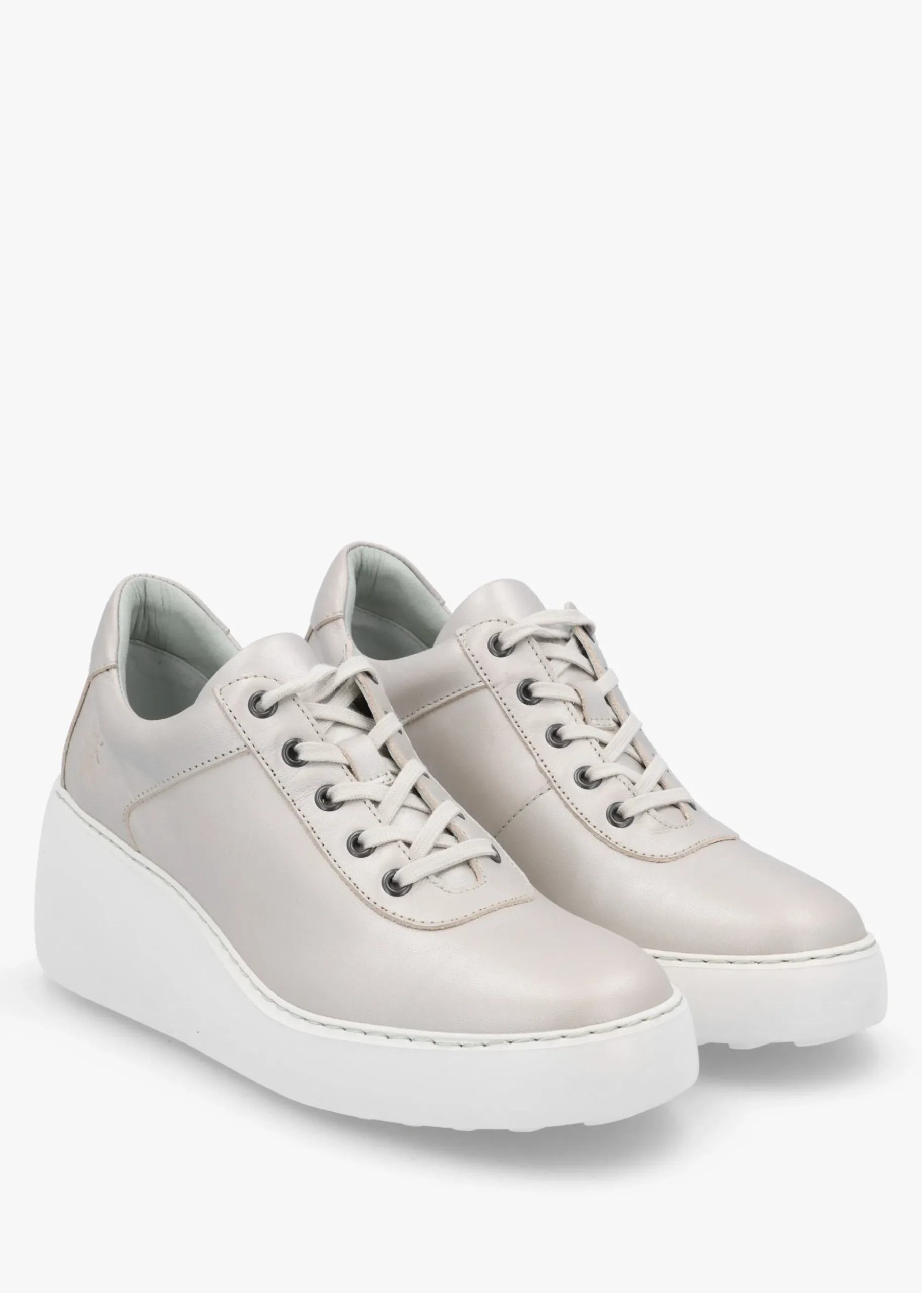 Dipo Silver Leather Wedge Trainers