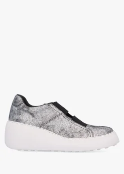 Dito II Silver Leather Wedge Trainers