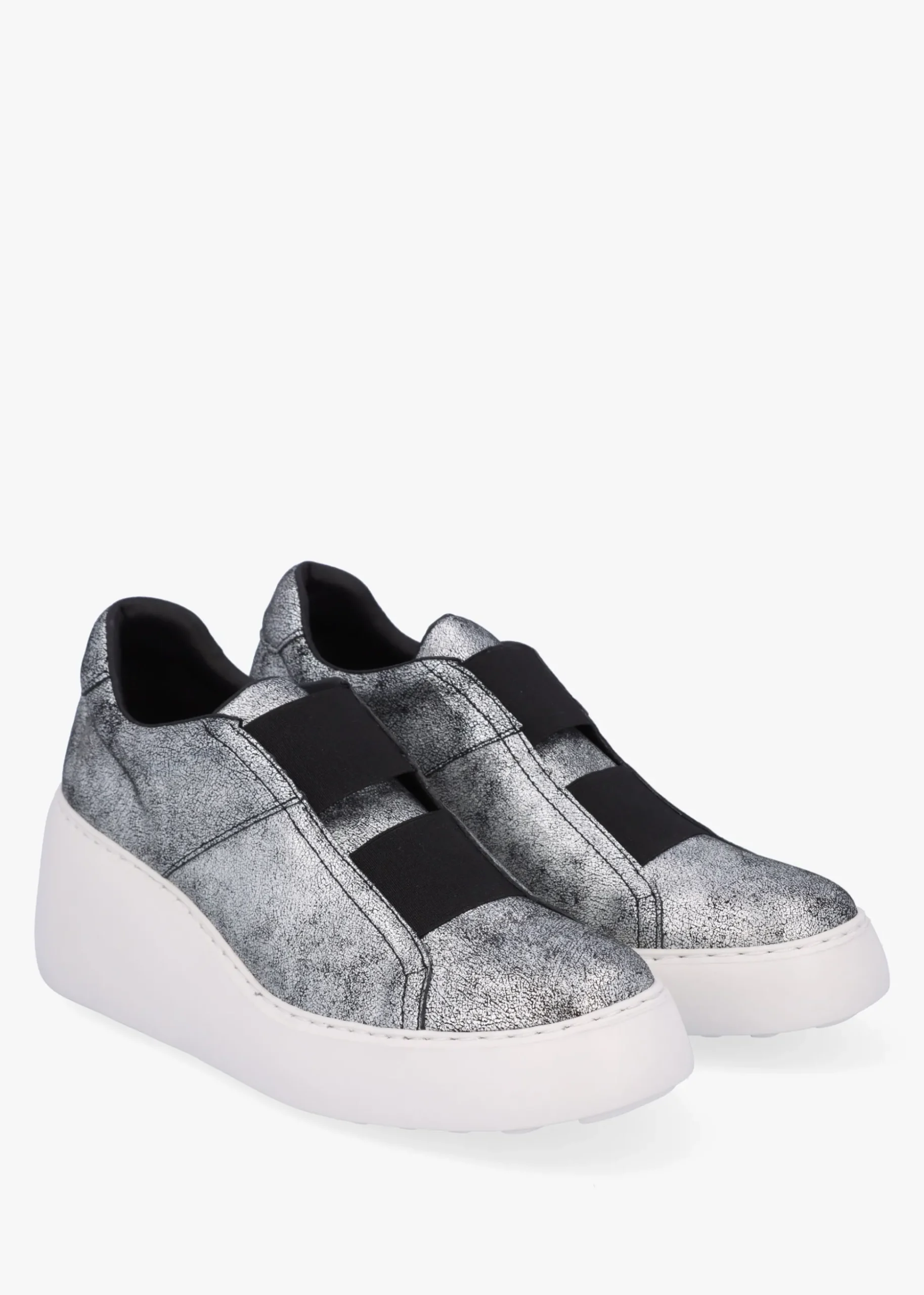 Dito II Silver Leather Wedge Trainers