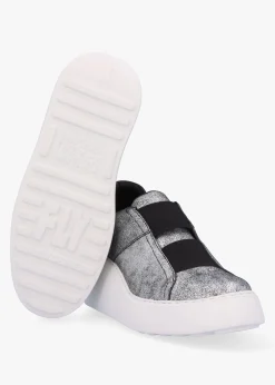 Dito II Silver Leather Wedge Trainers