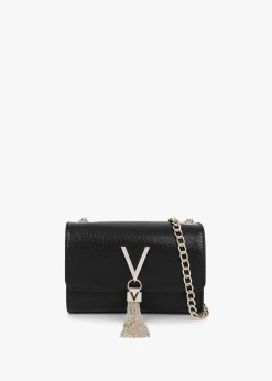 Divina Black Gold Pebbled Shoulder Bag