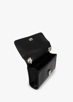 Divina Black Gold Pebbled Shoulder Bag