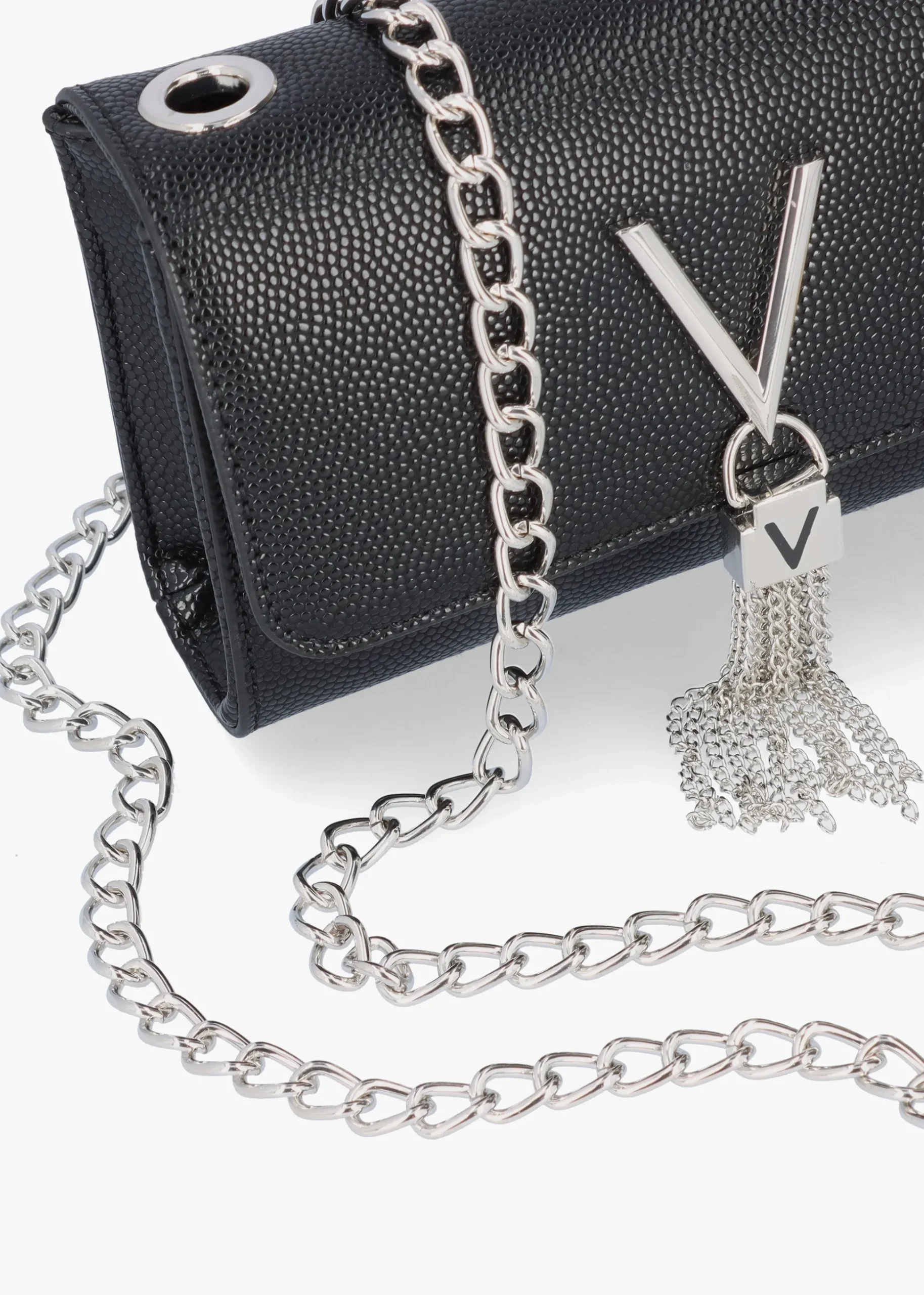 Divina Black Silver Pebbled Shoulder Bag