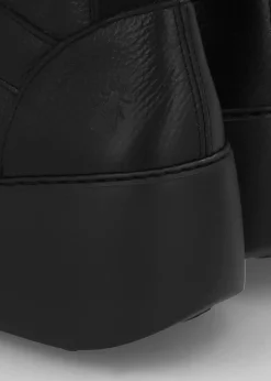 Dova Black Full Grain Leather Wedge Knee Boots