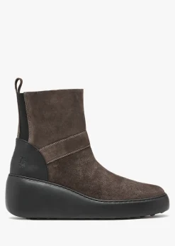 Doxe Anthracite Black Suede Wedge Boots
