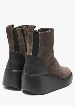 Doxe Anthracite Black Suede Wedge Boots