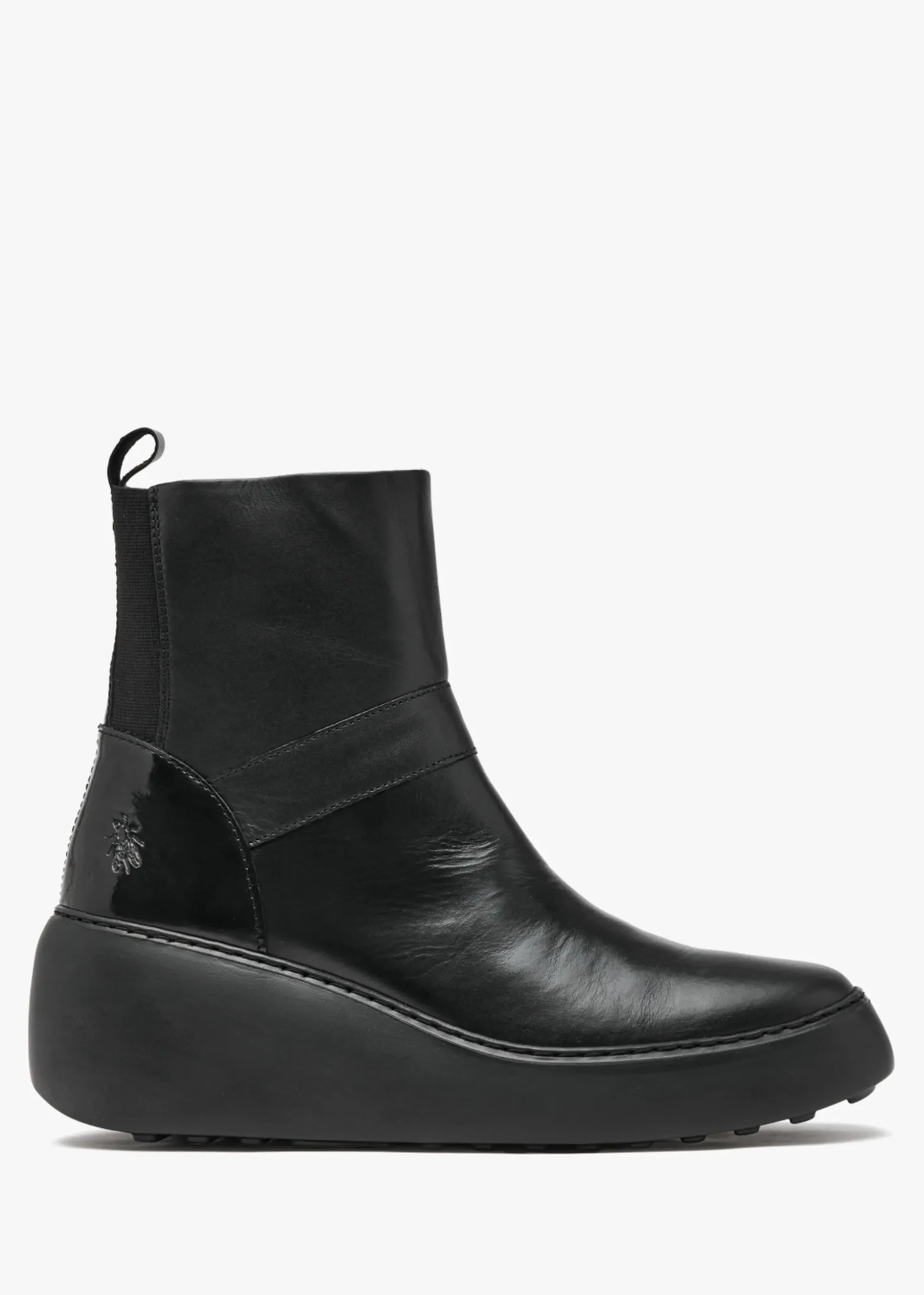 Doxe Black Leather Wedge Boots