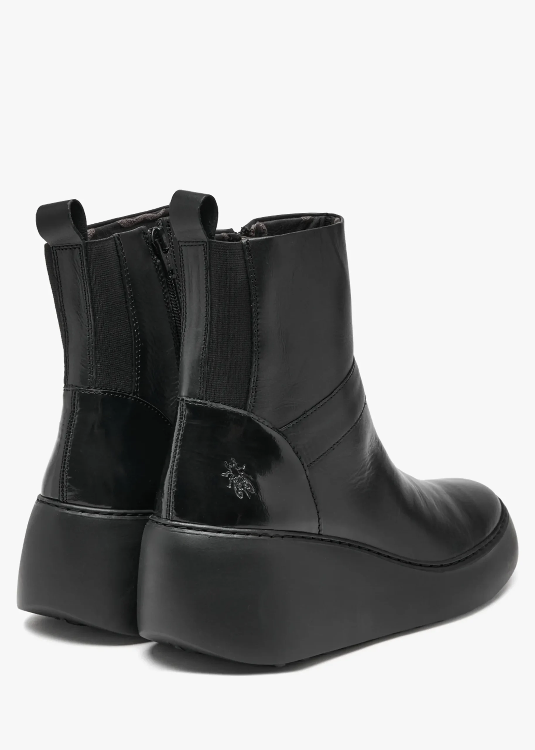 Doxe Black Leather Wedge Boots