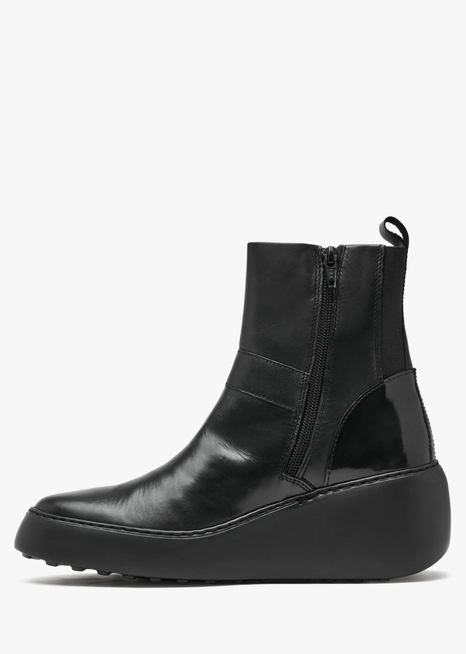 Doxe Black Leather Wedge Boots