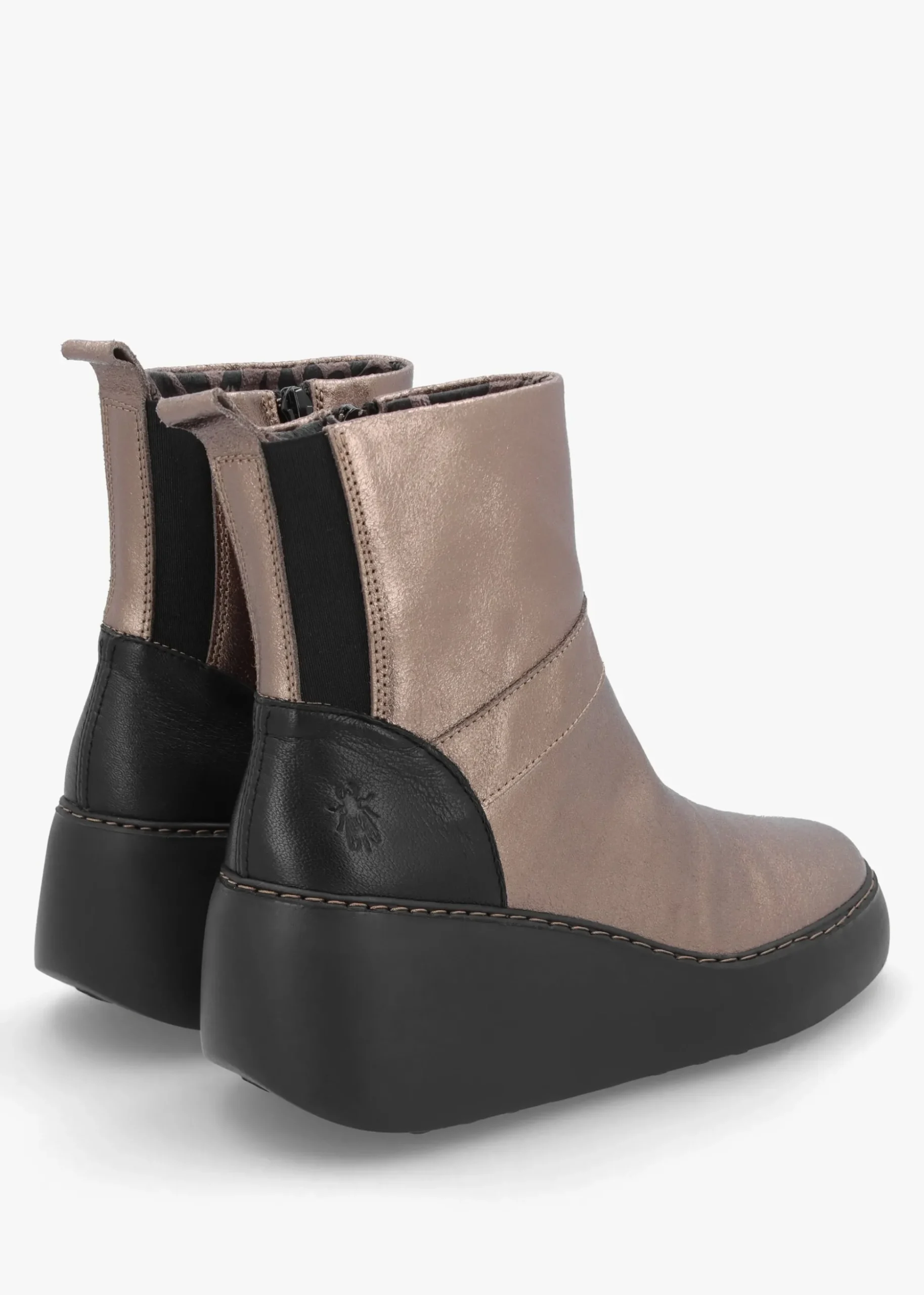 Doxe Dark Gold Leather Wedge Boots