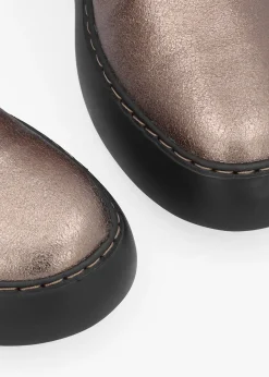 Doxe Dark Gold Leather Wedge Boots