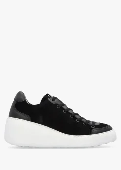 Dufy Black Suede Wedge Trainers