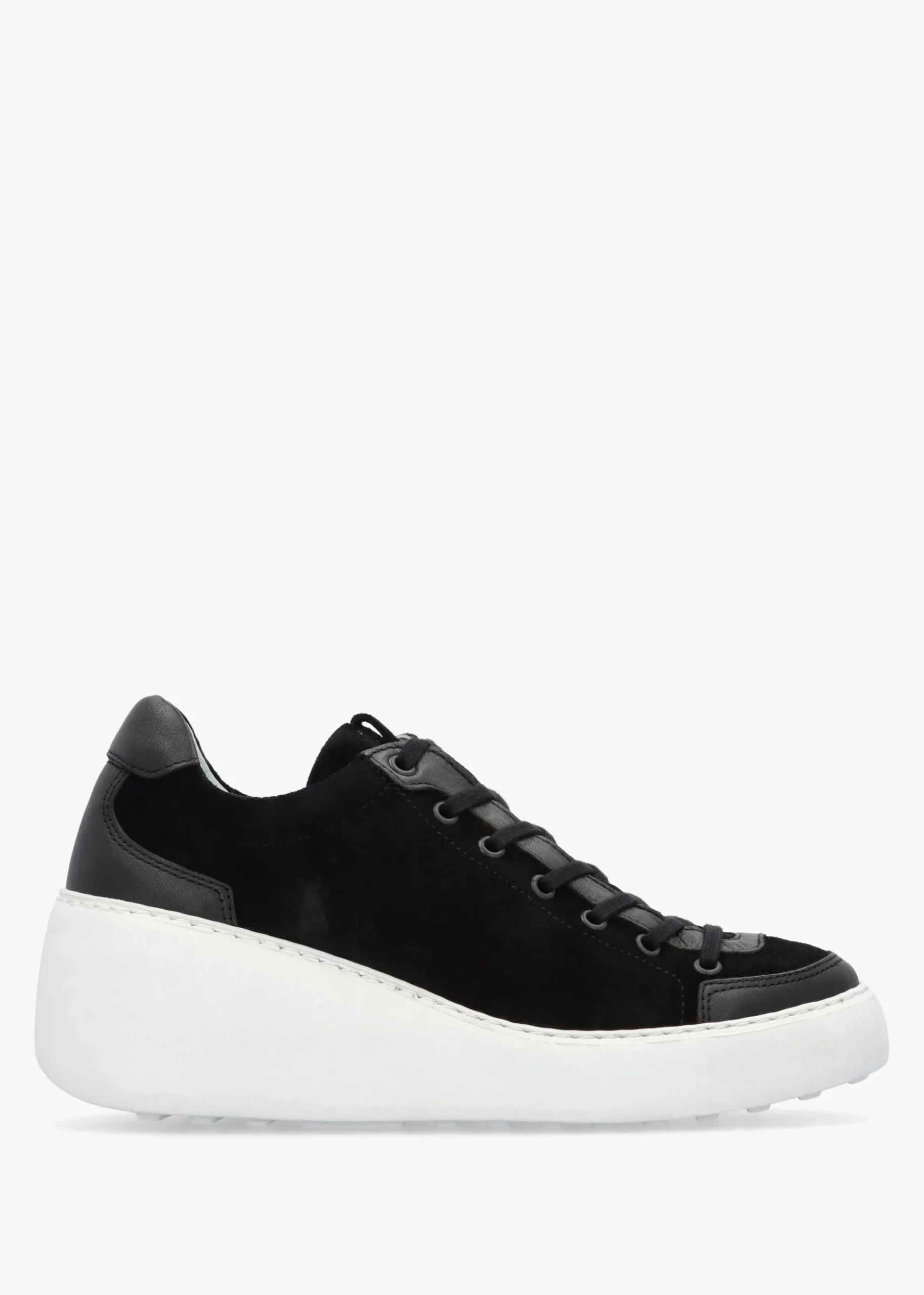 Dufy Black Suede Wedge Trainers